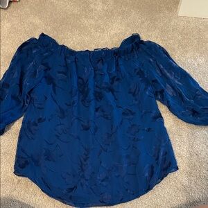 White House Black Market Blue Off-Shoulder Blouse